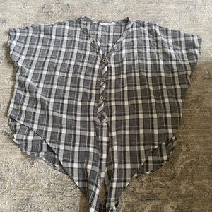plaid tie front shirt